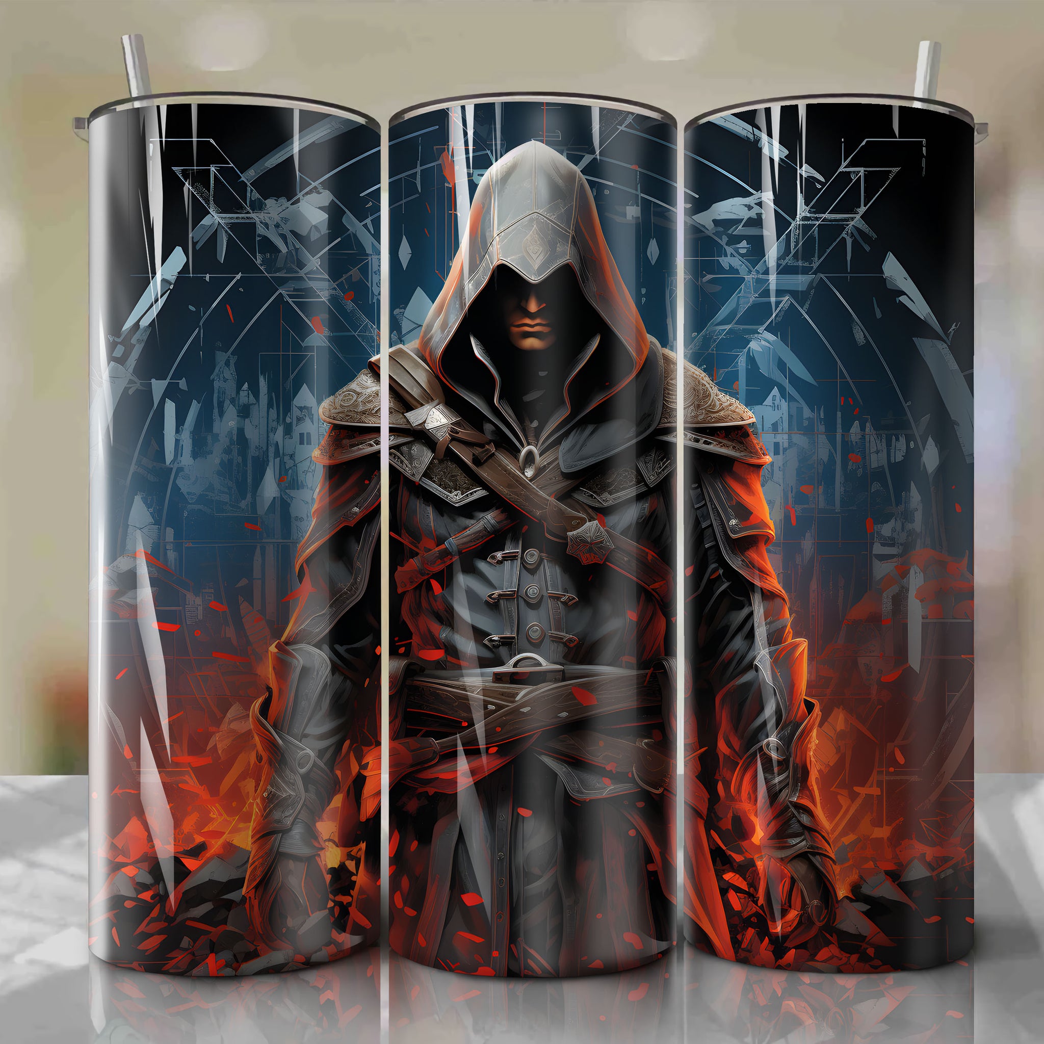 Assassin's Creed 20 Oz Tumbler Wrap with Striking Altair Ibn-La'Ahad Art
