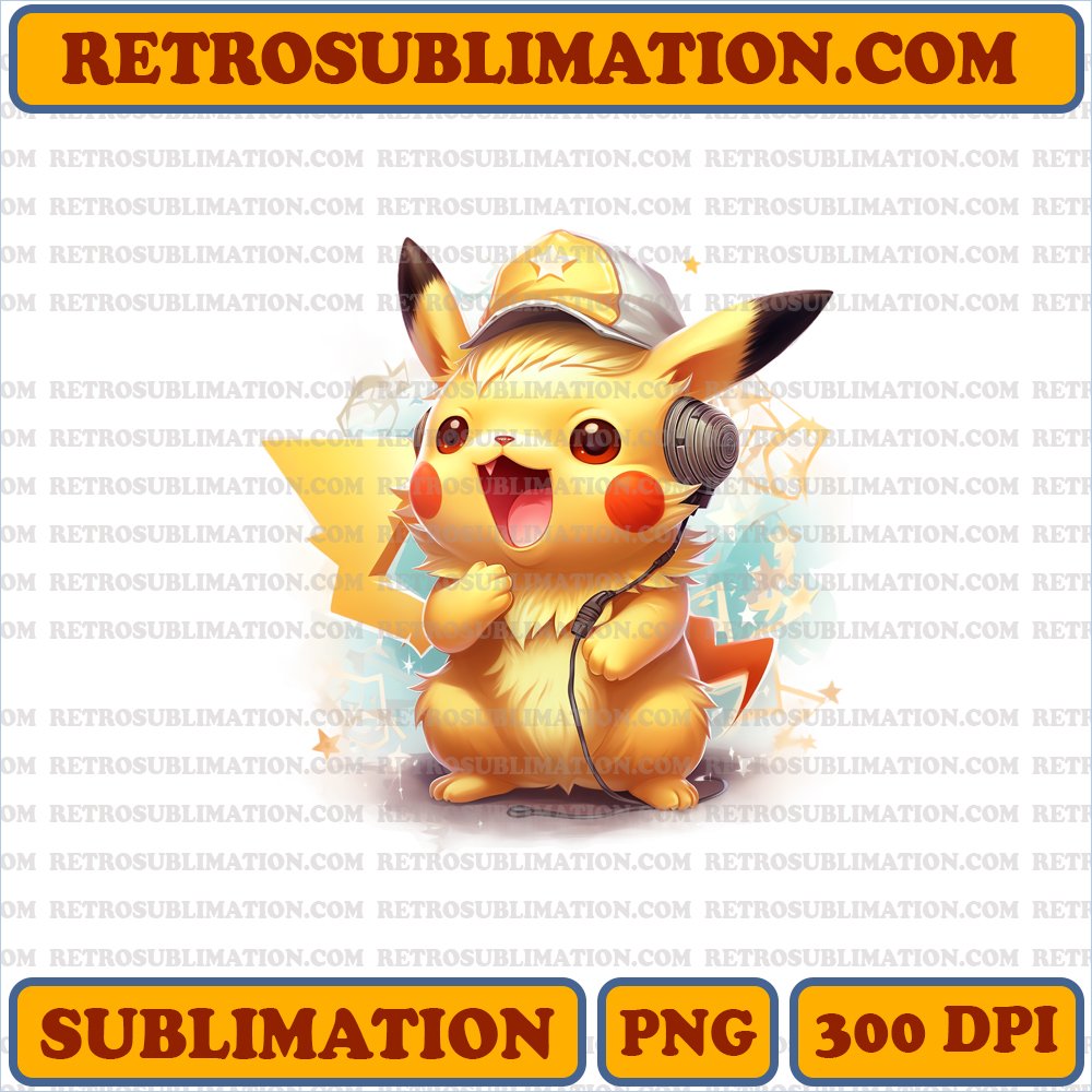 Singing Pikachu - Christmas Carols - Vibrant Sublimation PNG Download
