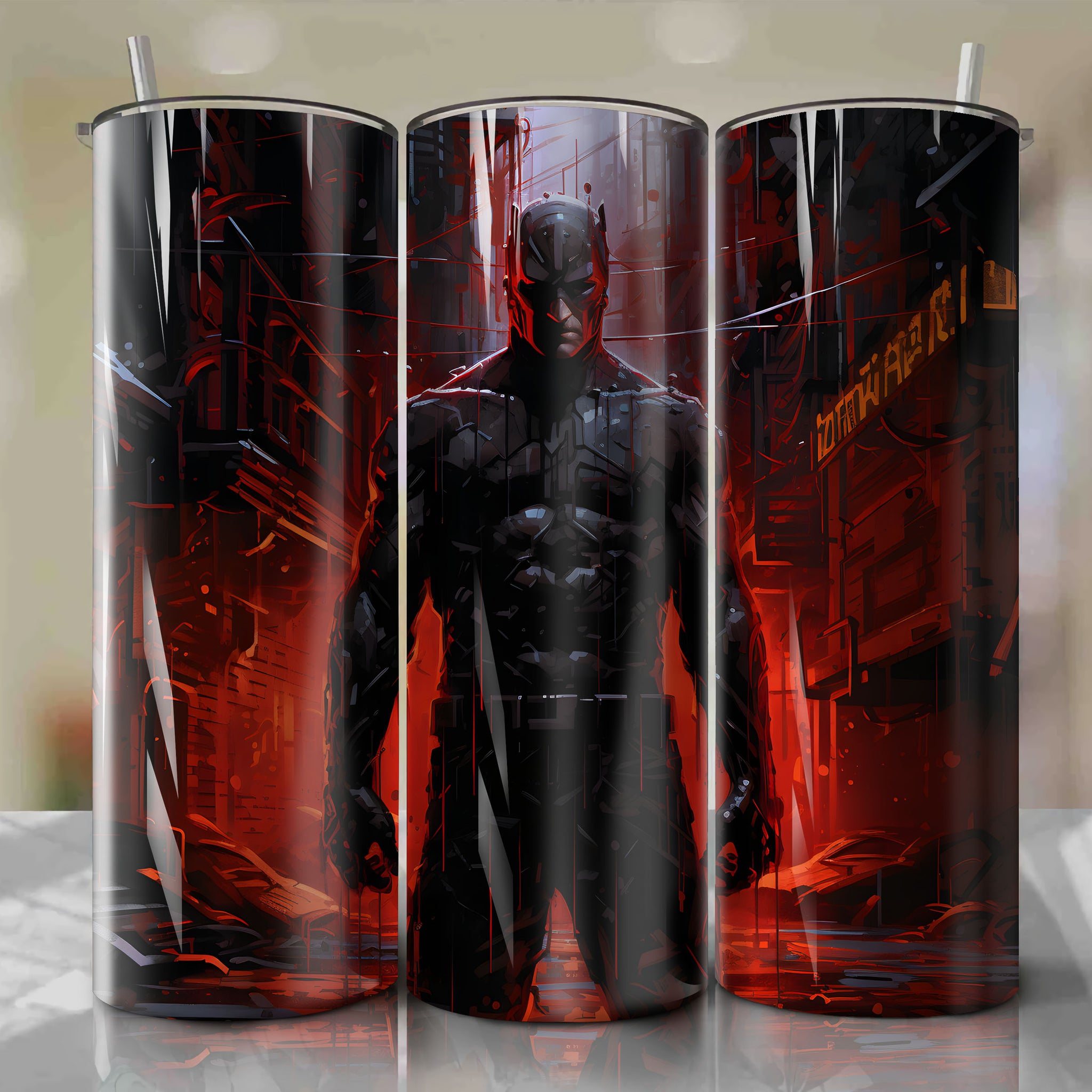 Daredevil 20 Oz Tumbler Wrap: Embodying courage and justice with a stunning noir art style
