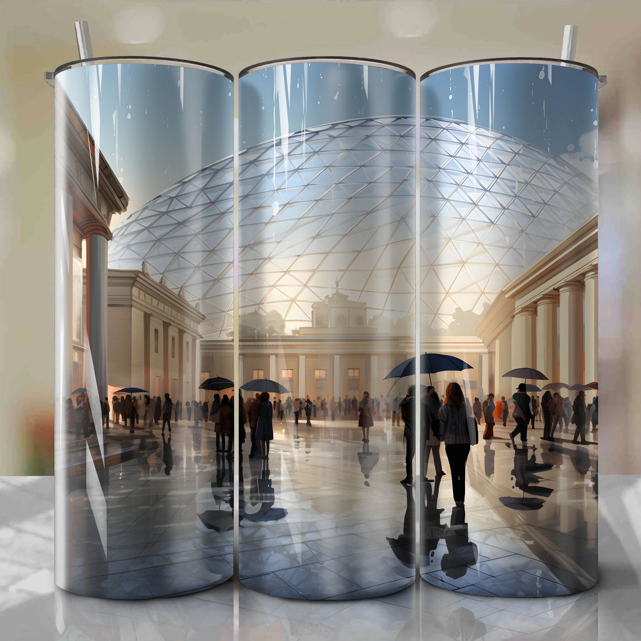 Tumbler Wrap - Creative Autumn Panorama at The British Museum, UK
