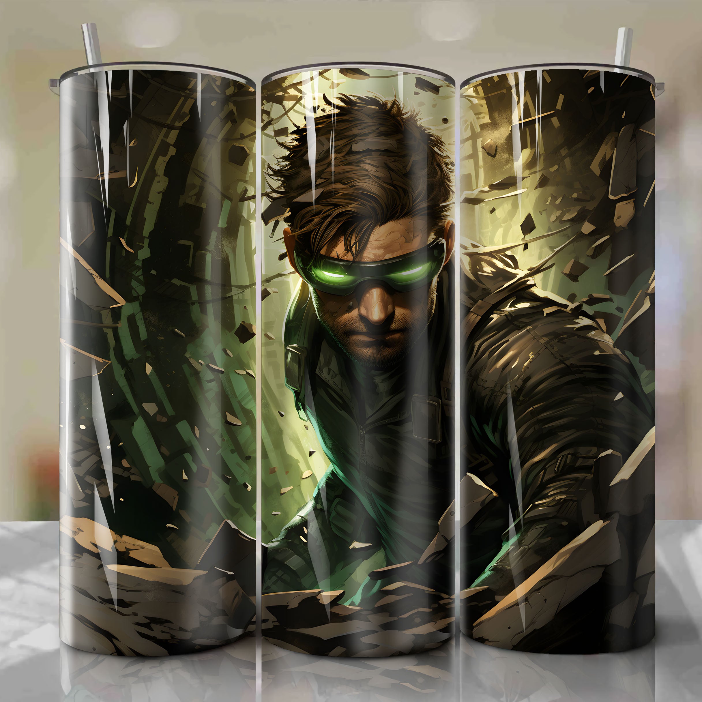 Immersive 3D Visuals: Splinter Cell's Sam Fisher Stealthily Maneuvers