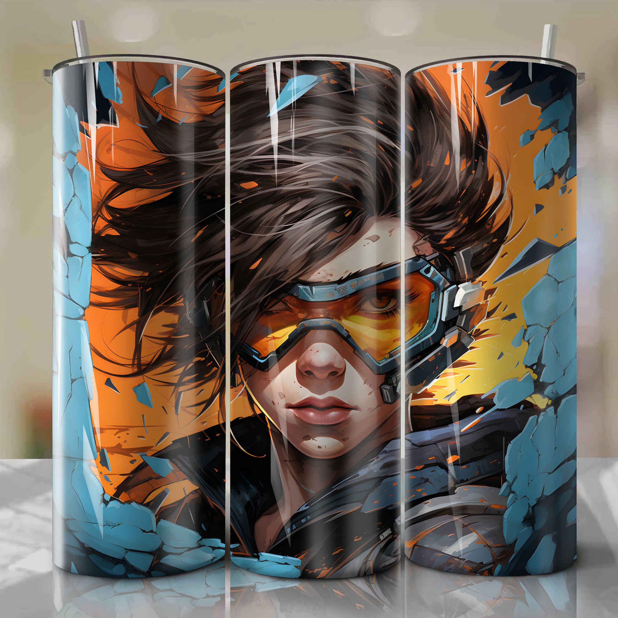 20 Oz Tumbler Wrap - Tracer Emerges from Shattered Debris | Immersive 3D Art by Dan Mumford
