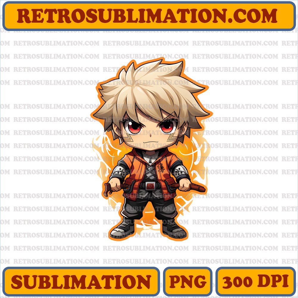 Bakugou Chibi Halloween Duel - Competitive Smirk - Ultimate Challenge. Digital Download - Sublimation PNG
