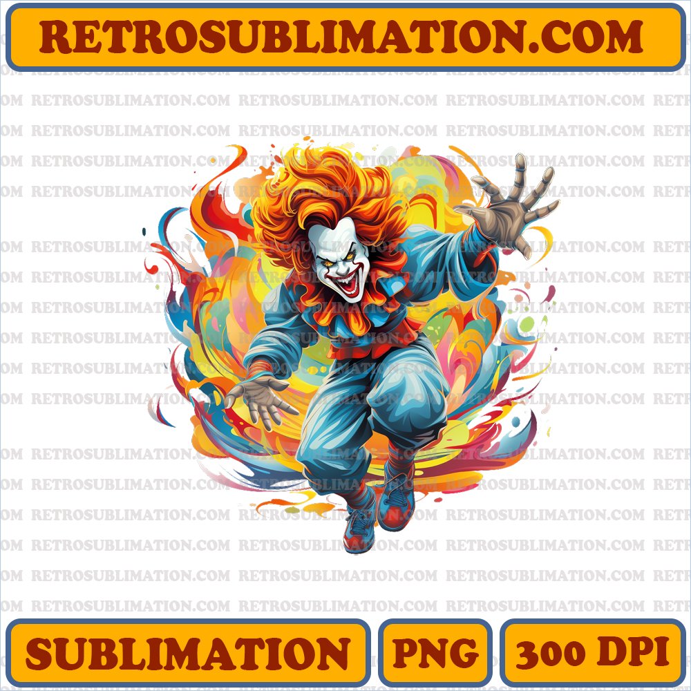 Pennywise - Sinister Clown - High Contrast PNG Sublimation Download
