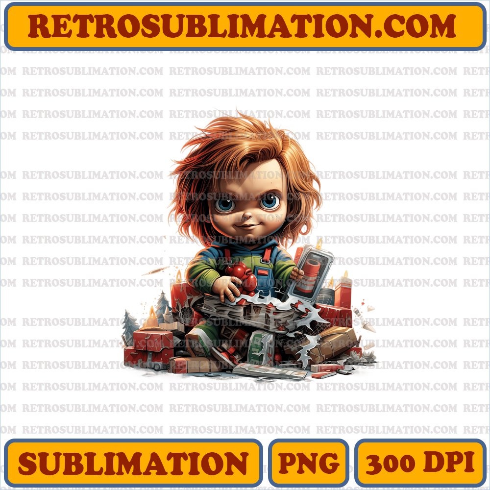 Christmas Chucky - Unconventional Tree Decor - Cartoon PNG Digital Download
