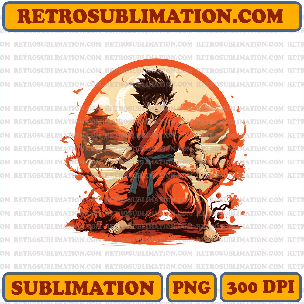 Fiery Thanksgiving - Son Goku in Traditional Attire PNG Digital Download
