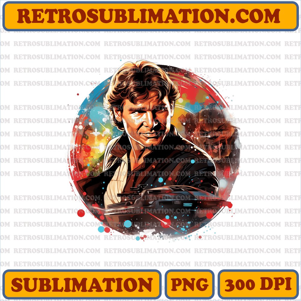 Christmas Han Solo - Millennium Falcon Lights - Confident Cartoon Sublimation PNG
