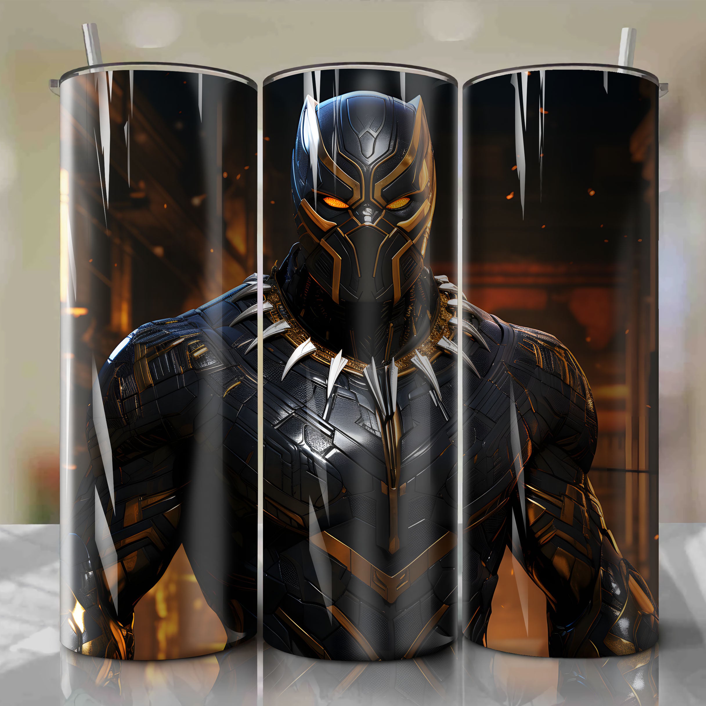 20 Oz Tumbler Wrap - Black Panther in Afrofuturist Art: Regal Grace an