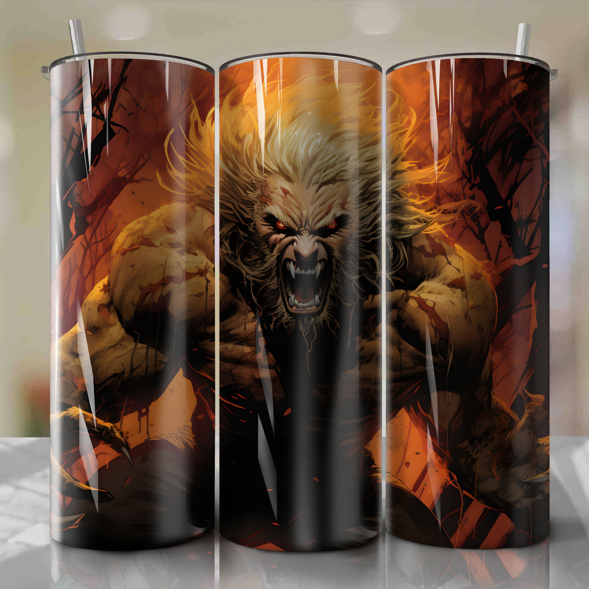 Sabretooth: 20 Oz Tumbler Wrap - Unleash Your Primal Power
