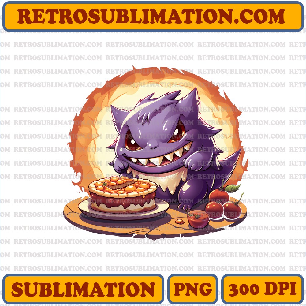 Cheeky Gengar Sneaking for Pumpkin Pie - Digital PNG Download
