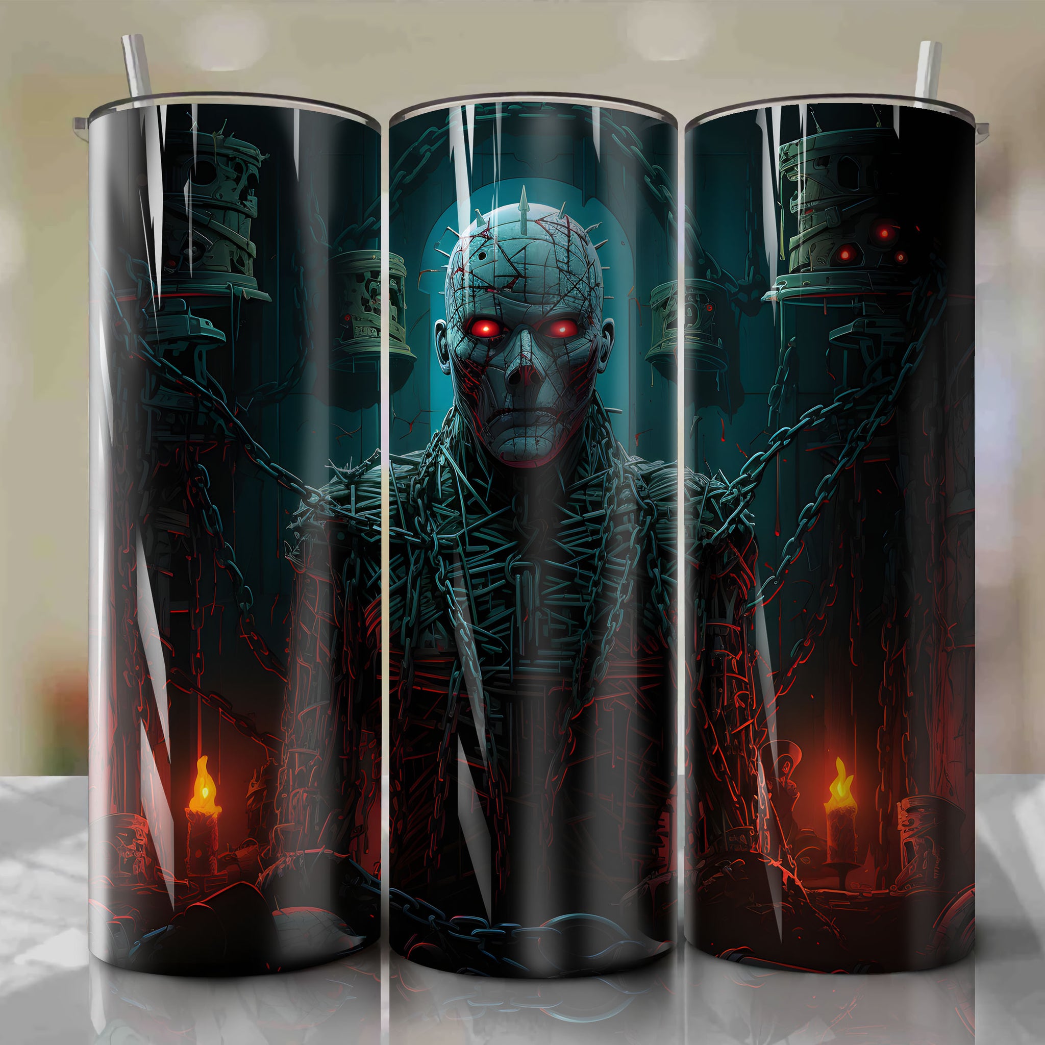 Hellraiser Pinhead 20 Oz Tumbler Wrap - Dan Mumford's Atmospheric Artwork
