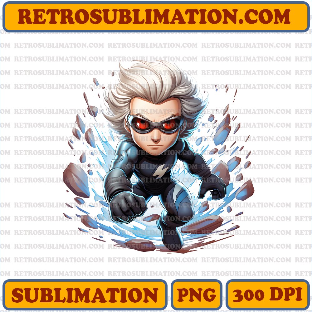 Marvel Quicksilver - Playful Chibi Juggling in Super-Speed - Digital Download PNG - Bootleg Style - White Background - Primary Colors - Maximum Contrasts
