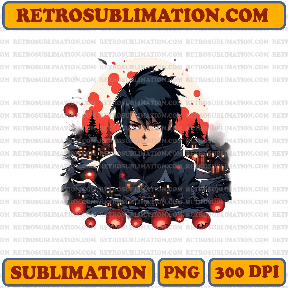 Sasuke Uchiha Sharingan Christmas - Intense Stare - PNG Digital Download
