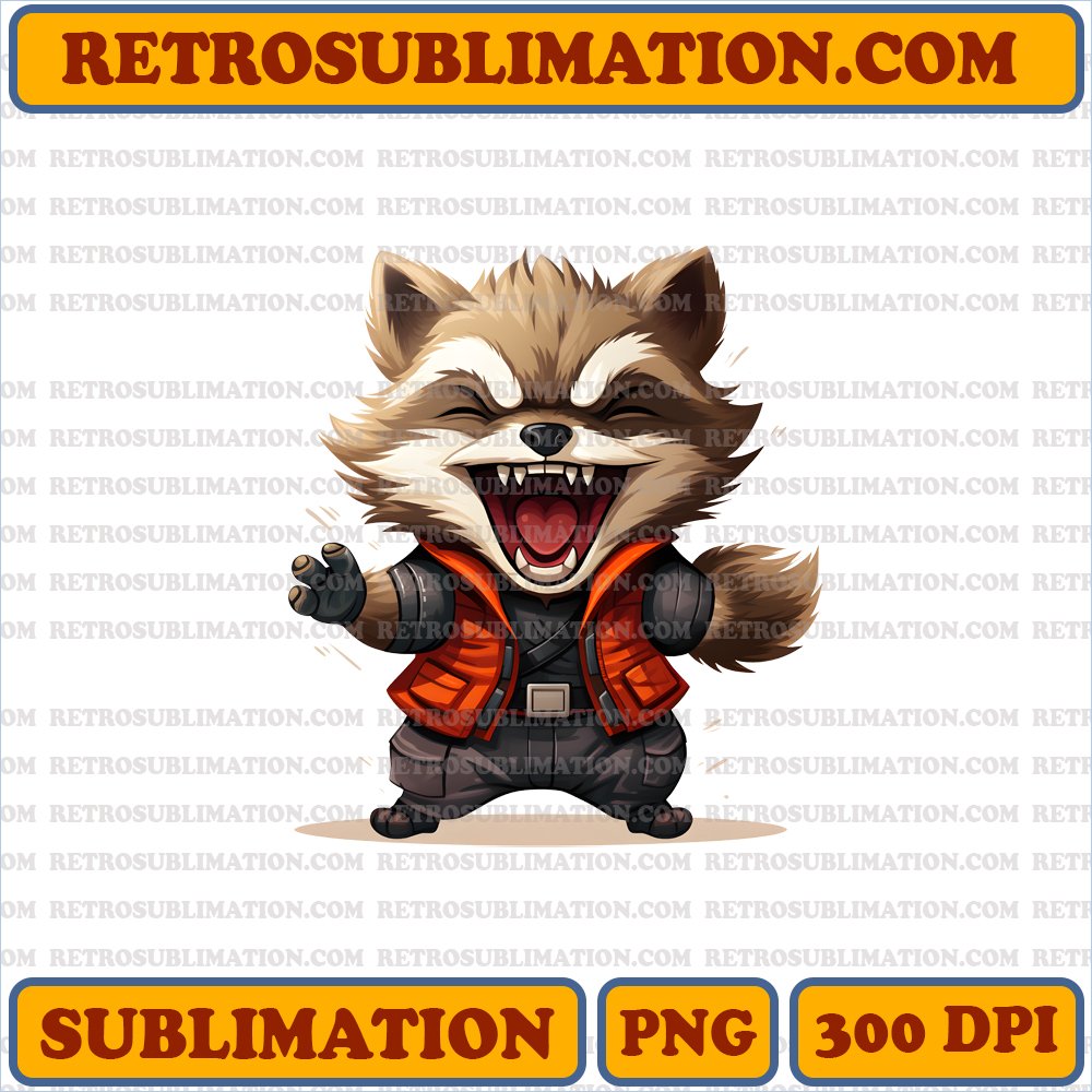 Hilarious Rocket Raccoon Chibi PNG Digital Download - Sublimation Art
