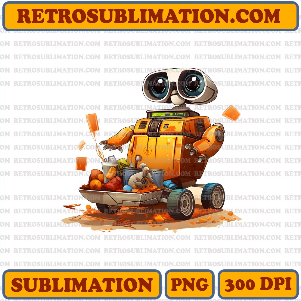 Excited WALL-E Thanksgiving Shopping Cart Sublimation PNG Digital Download
