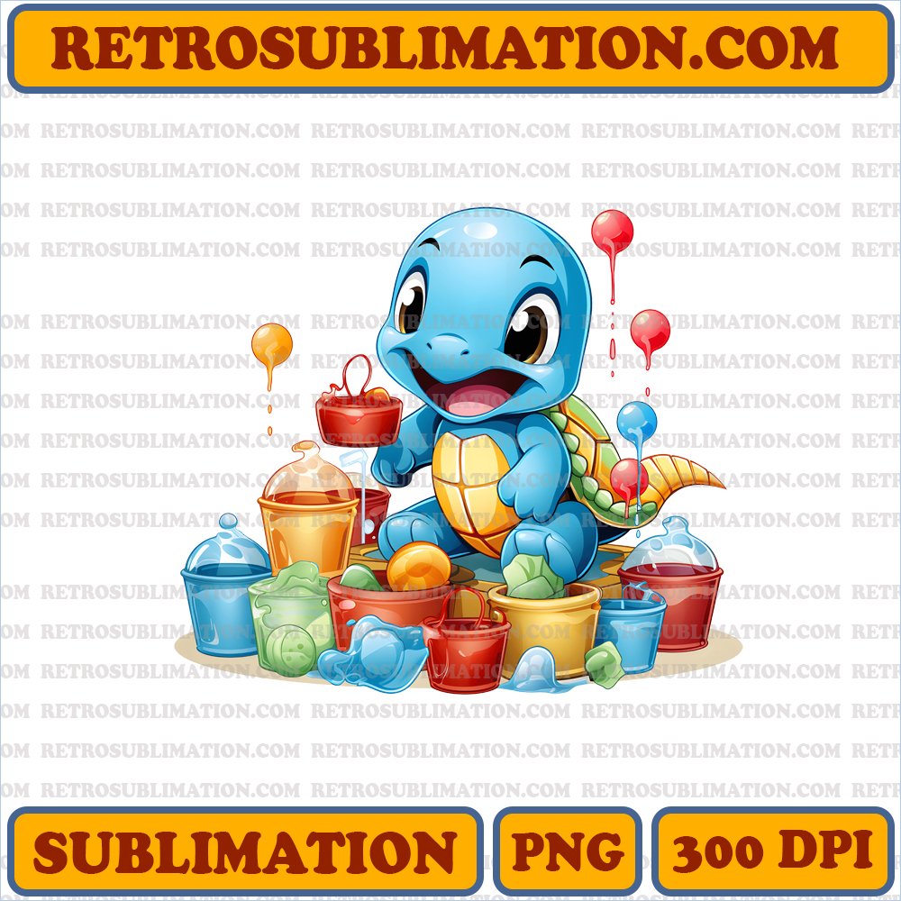 Festive Thanksgiving Squirtle - Digital Download Sublimation PNG - Unique Bootleg Style - Vibrant Colors - Instant Carnival Fun for Kids - Creative Water Balloon Filling - Typography 10 - Maximum Contrasts
