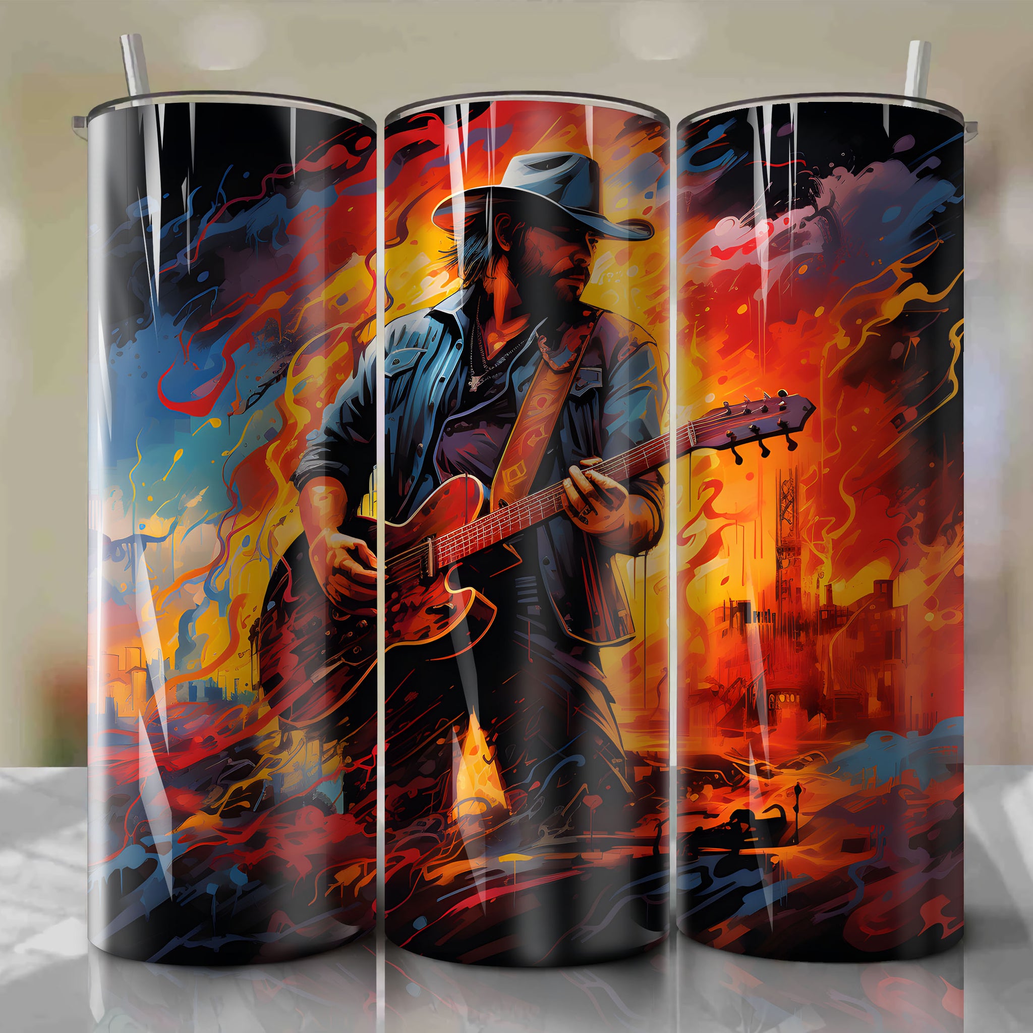 Bold and Colorful Collage - Jason Aldean 20 Oz Tumbler Wrap
