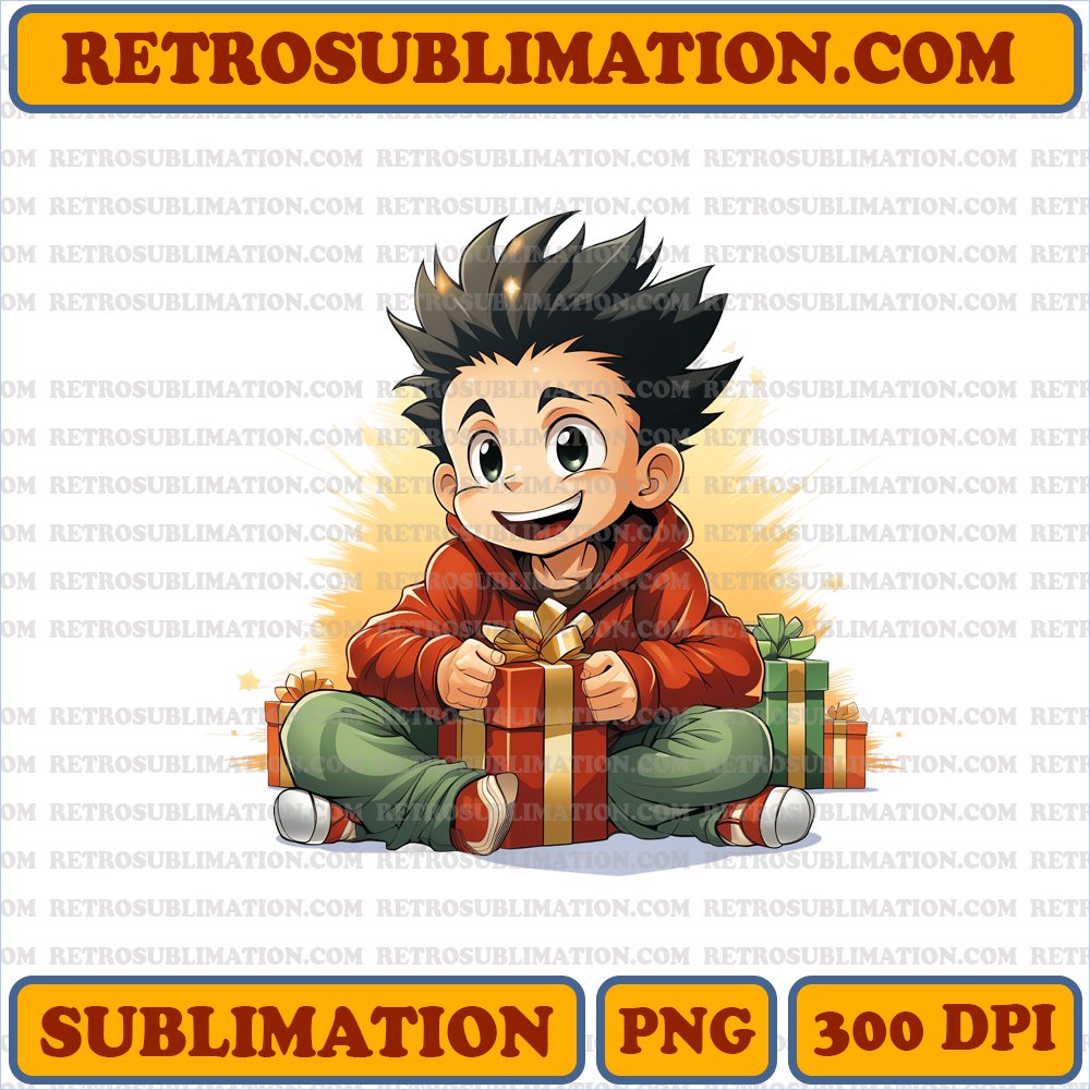 Christmas Gon Freecss - Gift Giving Extravaganza - Sublimation PNG Digital Download
