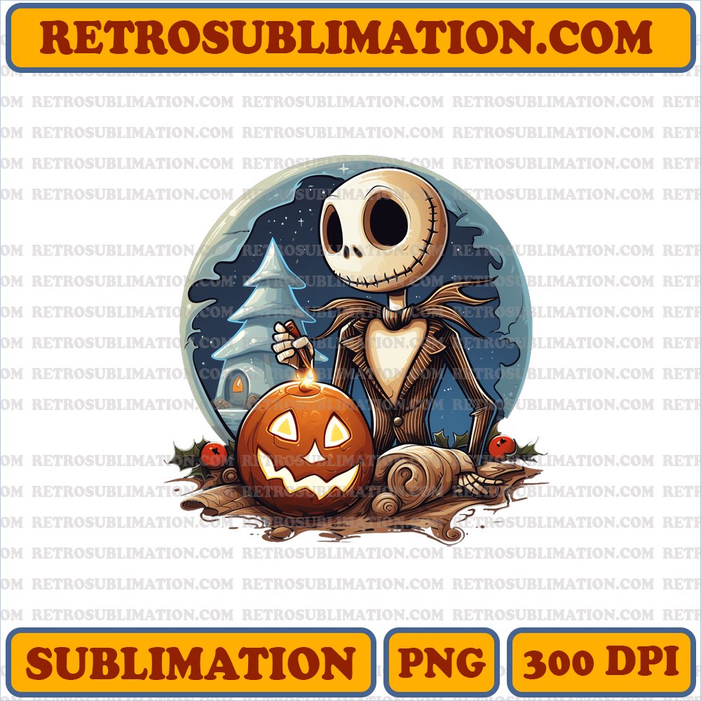 Christmas Jack Skellington - Gingerbread Man - Fascinated Cartoon PNG Digital Download
