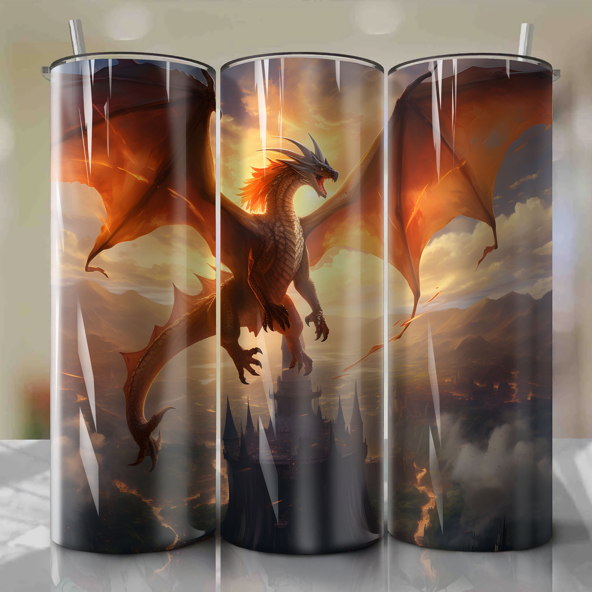 20 Oz Tumbler Wrap - A Stunning Artwork Inspired by Charizard

