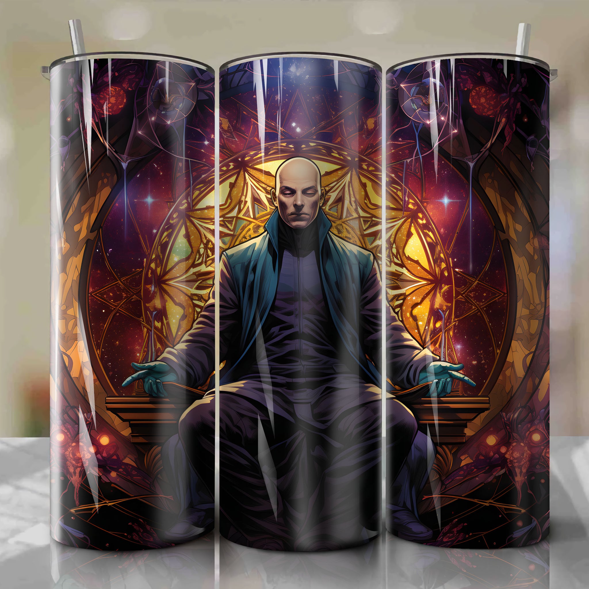 20 Oz Tumbler Wrap - Vibrant Artistic Design Inspired by Professor X's Wisdom and Empathy
