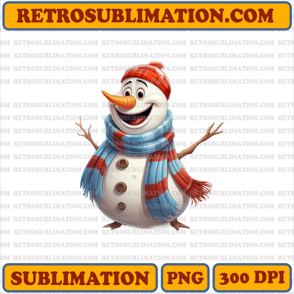 Amusing Christmas Olaf - Festive Hat & Scarf - High-Contrast Sublimation PNG
