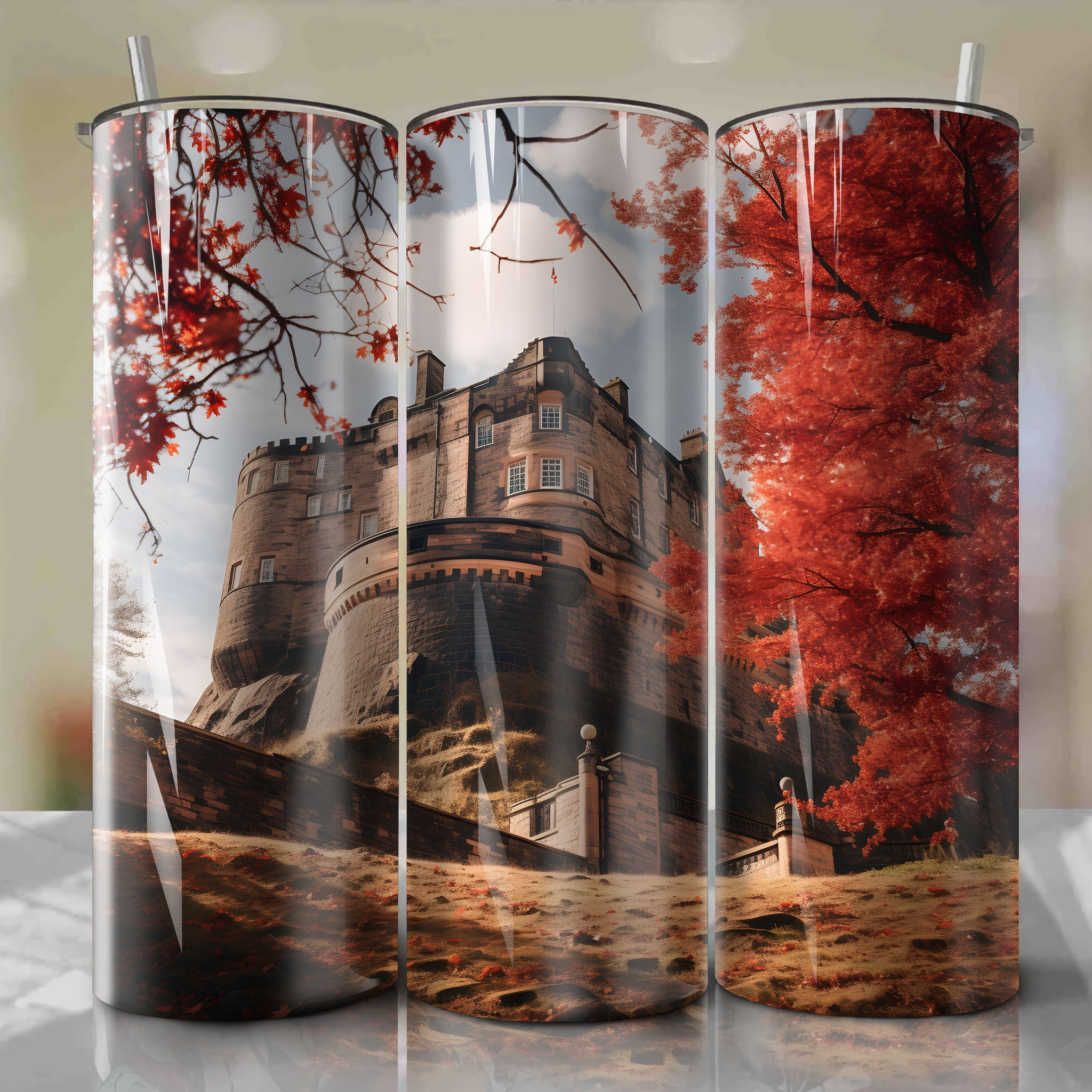 Capturing the Beauty of Autumn Light at Edinburgh Castle: A Tumbler Wrap
