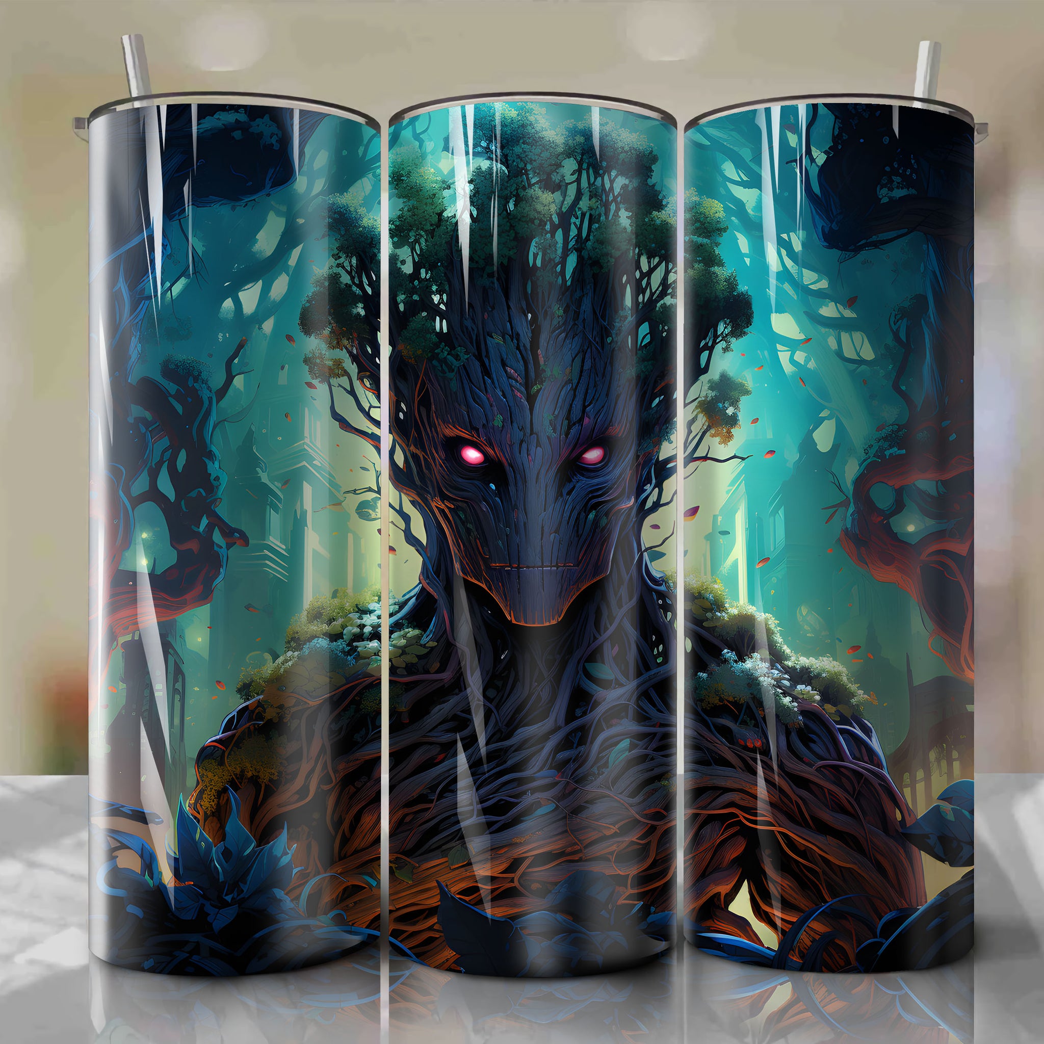 Groot 20 Oz Tumbler Wrap - Enchanting Forest Art Design for Nature Lovers
