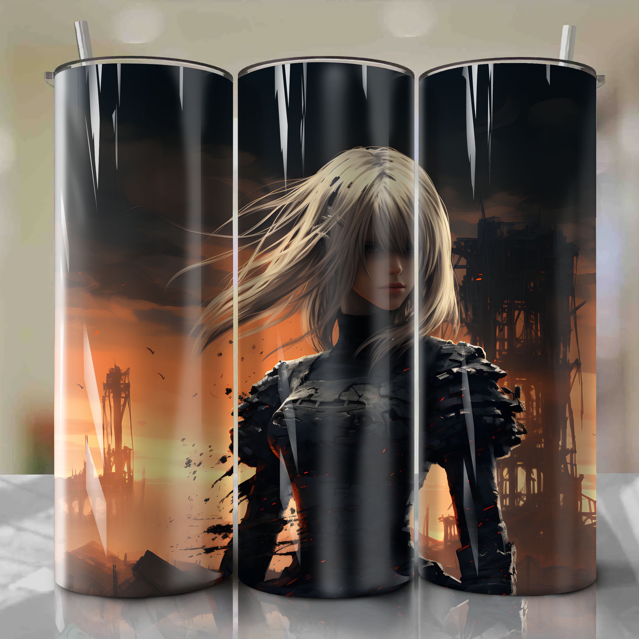 Fierce Android A2 - Stunning 20 Oz Tumbler Wrap for Fans of Nier: Automata
