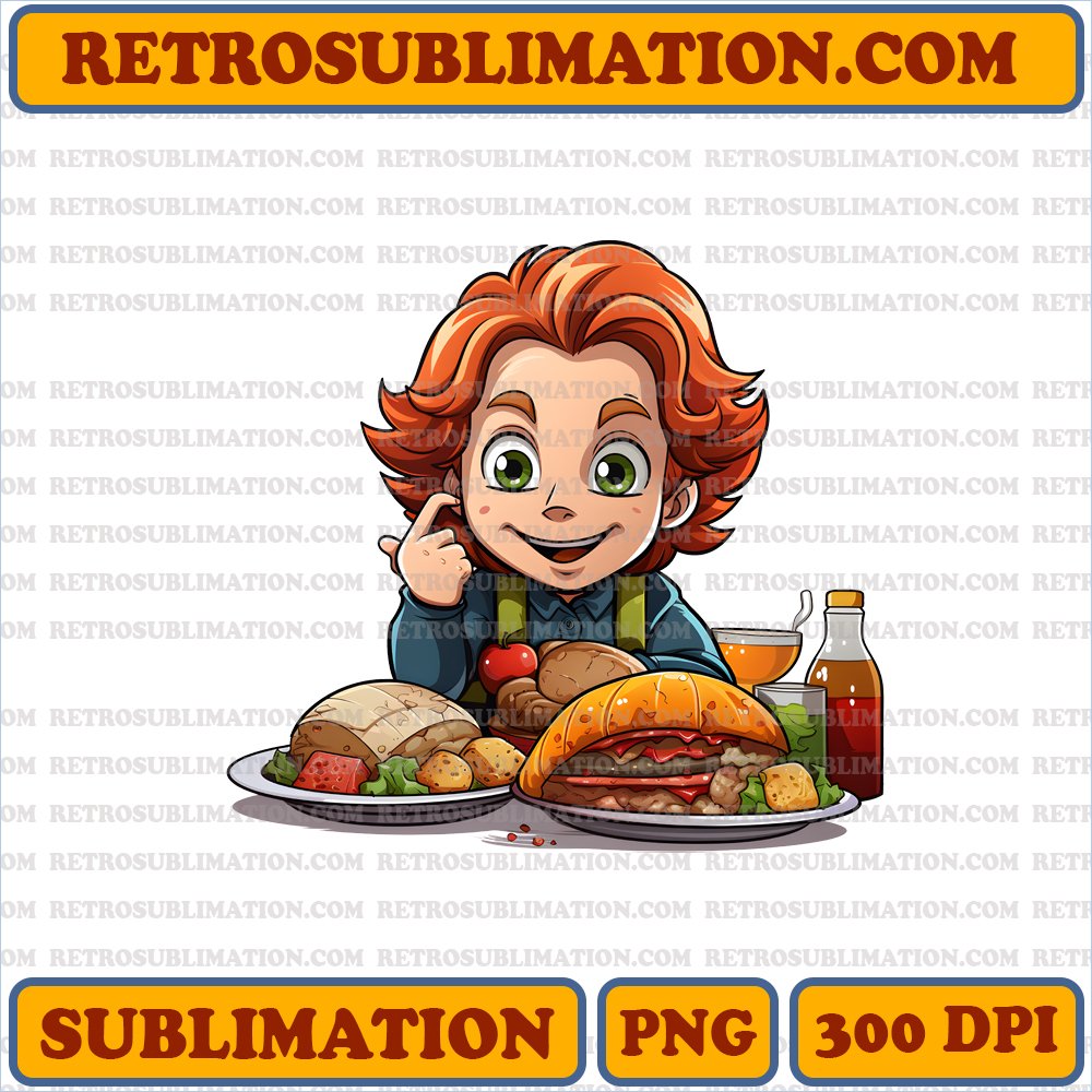 Thanksgiving Chucky and Andy - Toy-Sized Feast Digital Download - Sublimation PNG
