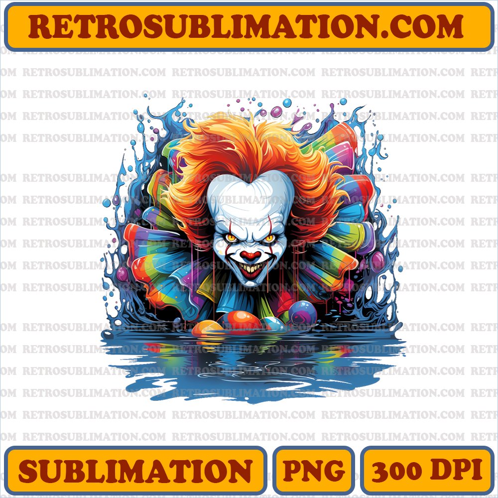 Pennywise the Dancing Clown - Sinister Sewer Menace - High-Contrast PNG Digital Download
