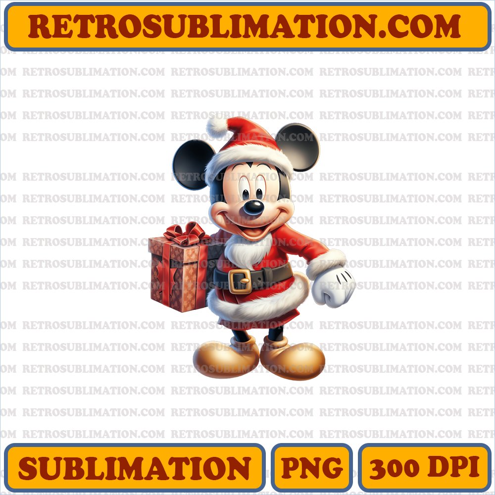 Christmas Mickey as Santa - Gift Laden - High-Contrast Sublimation PNG
