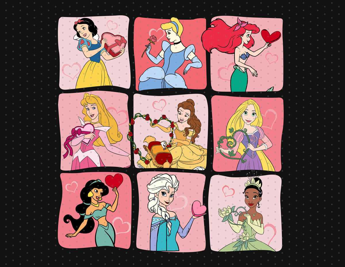 disney princess holding a heart-shaped gift for valentine's day