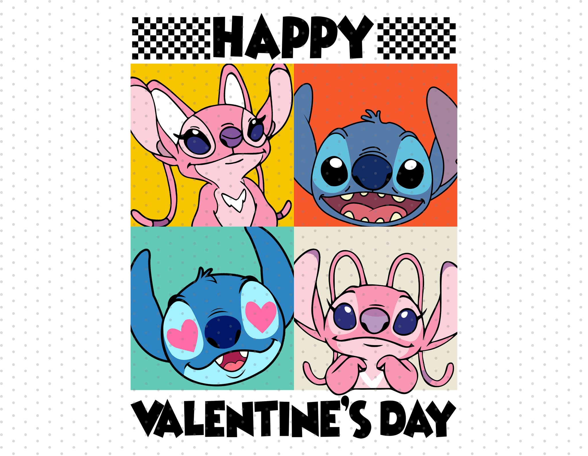 Stitch - Happy Valentine's Day Sublimation PNG - Instant Download