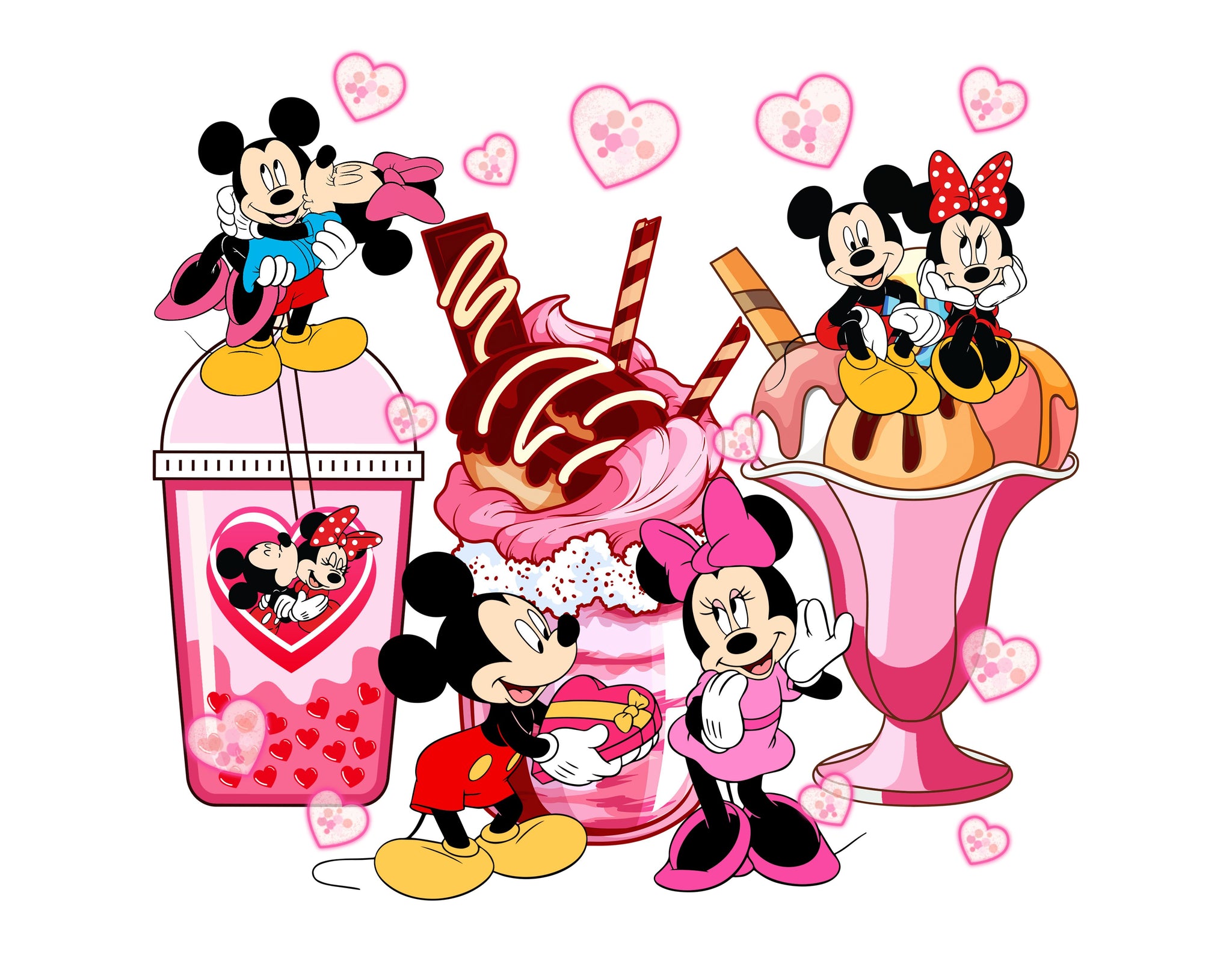 Disney Food And Drink, Mickey and Minnie PNG - Valentine's Day - Instant Download