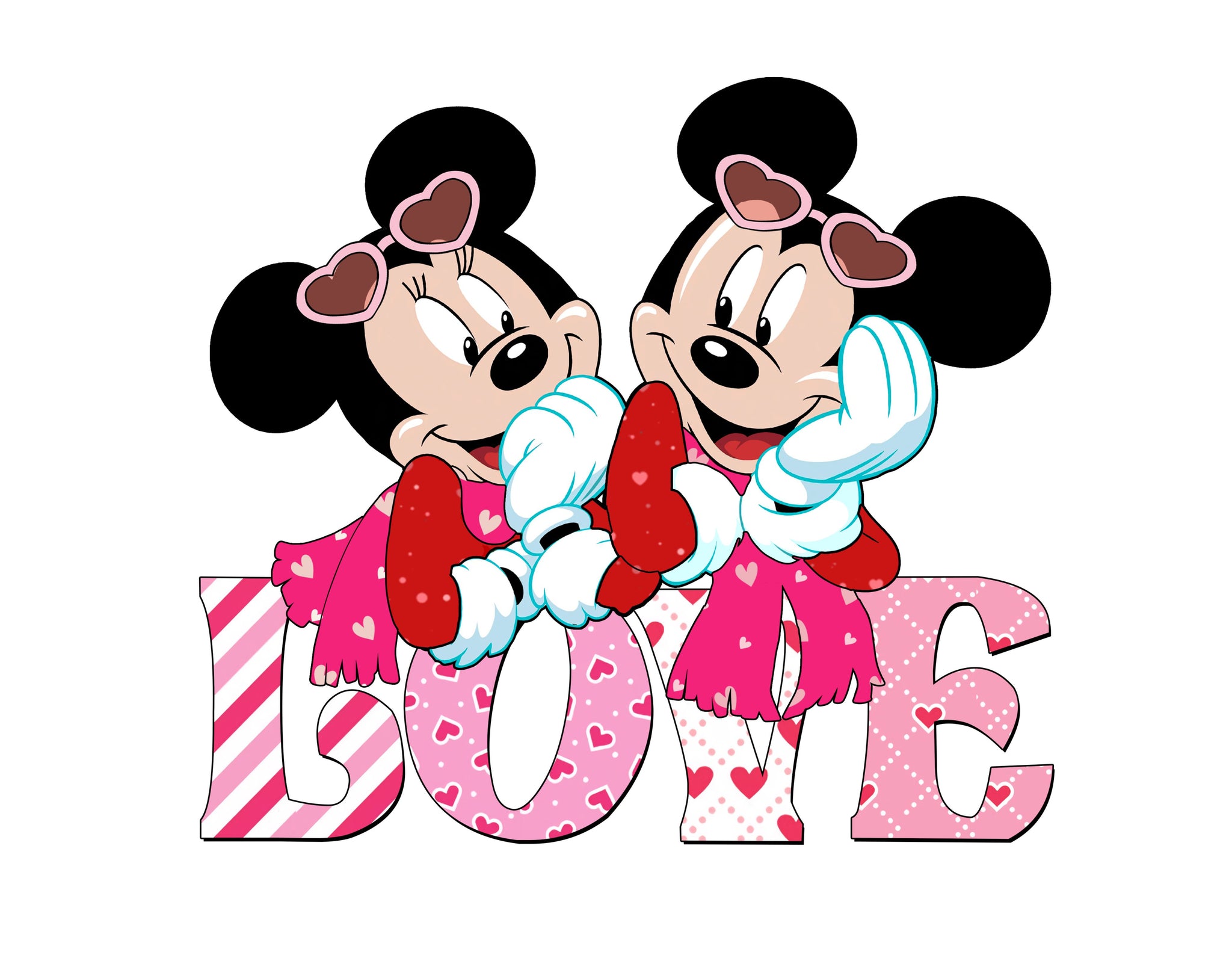 Mickey And Minnie Love PNG File - Valentine's Day - Instant Download