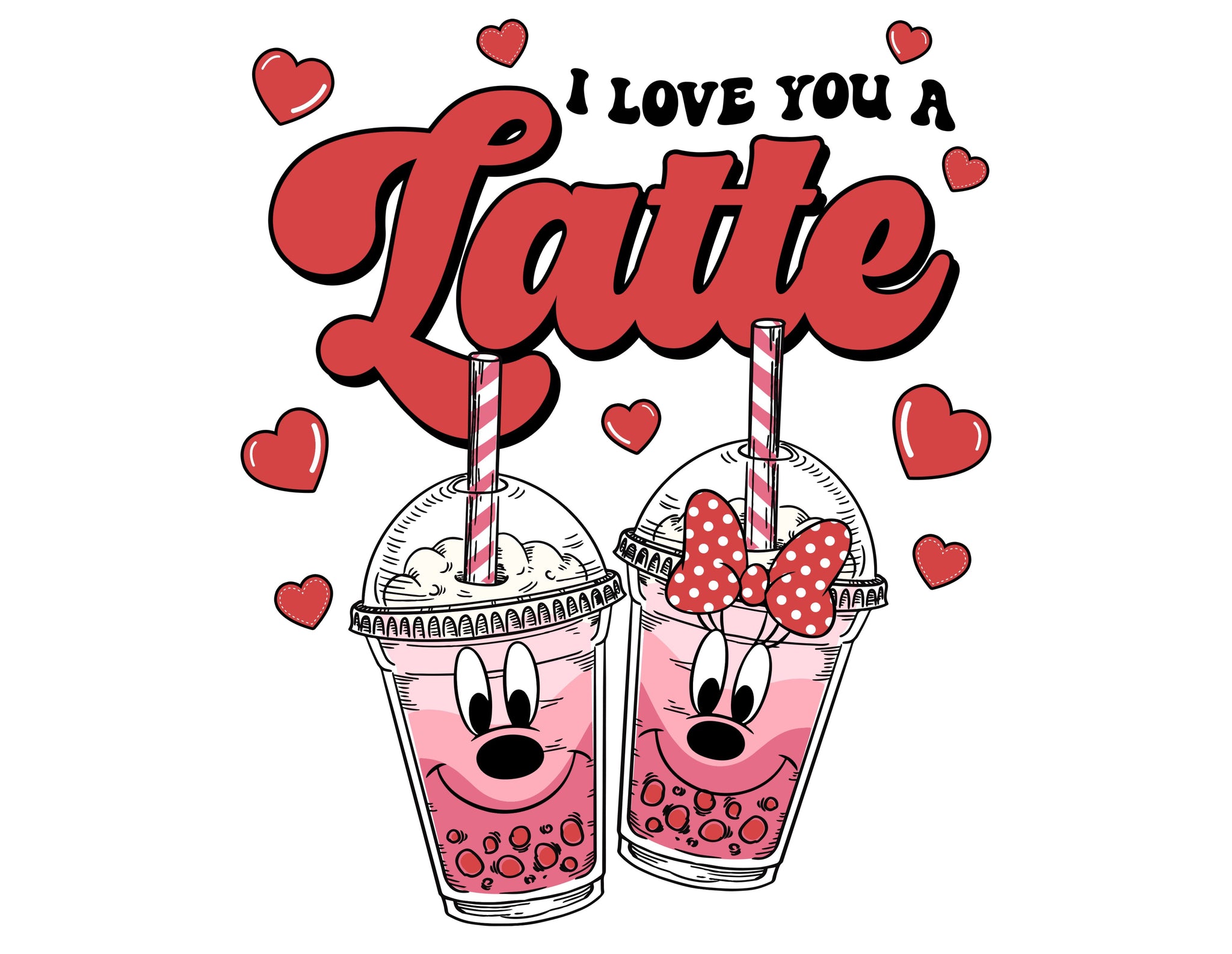 I Love You A Latte Mickey And Minnie PNG - Valentine's Day - Instant Download