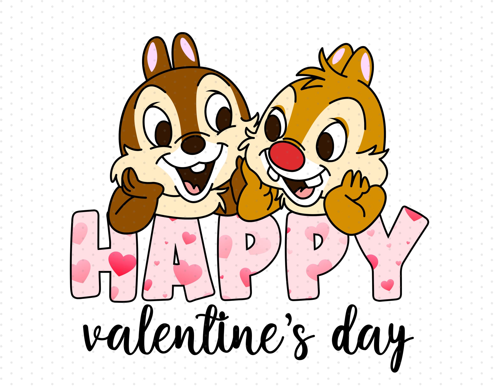 Chip 'N Dale Happy Valentine's Day Sublimation PNG