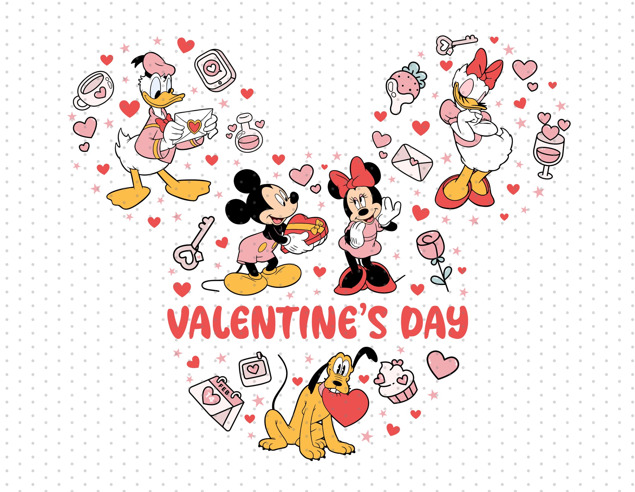 Disney Mickey Mouse And Friends Valentine's Day PNG - Instant Download
