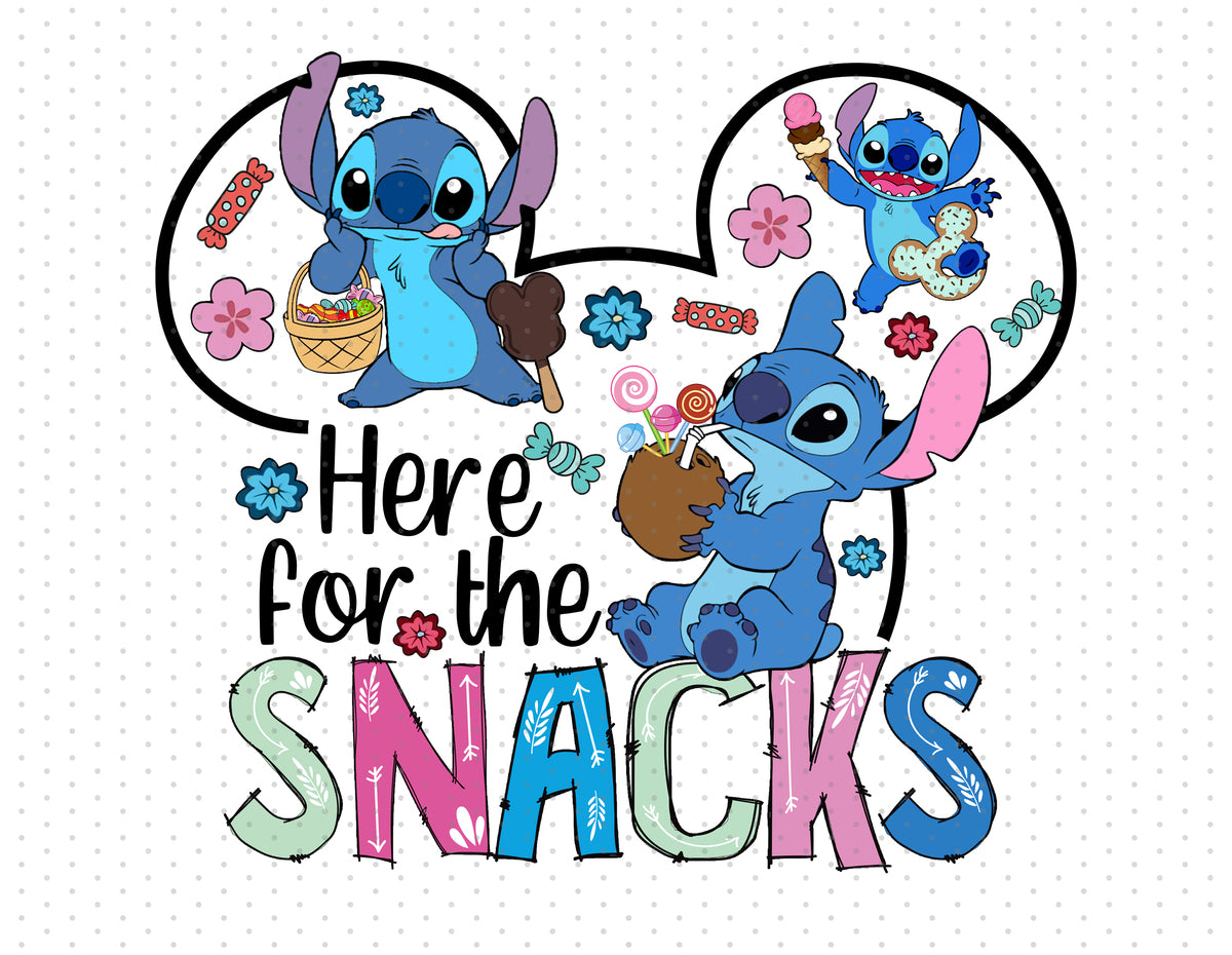 Here For The Snacks Stitch Sublimation PNG