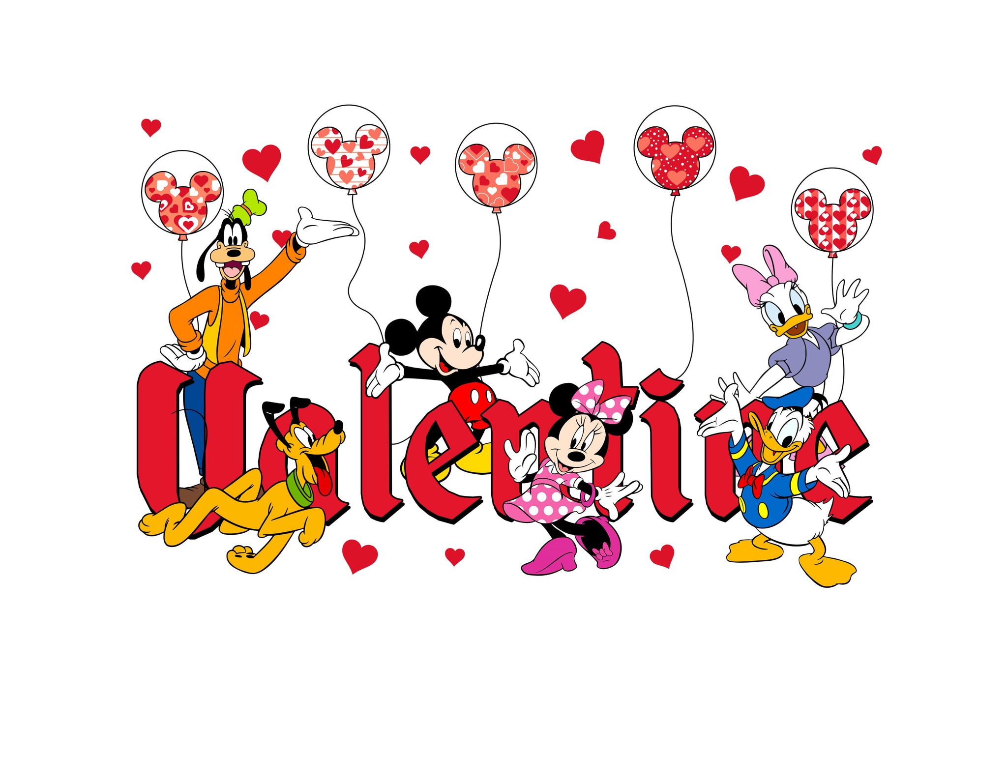 Disney Mickey Mouse And Friends PNG, Valentine's Day - Instant Downloa