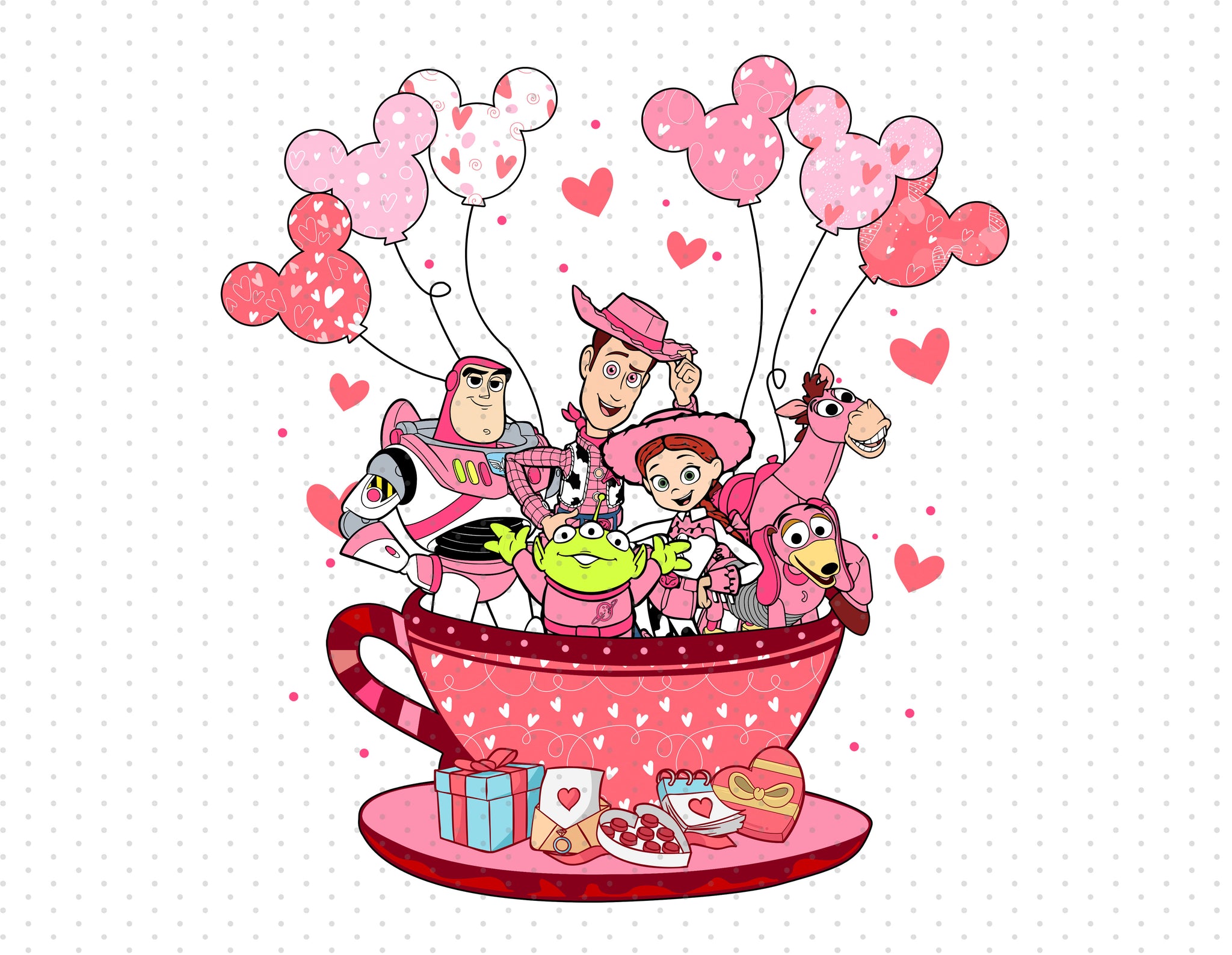 Toy Story Valentine's Day Sublimation PNG Digital Download