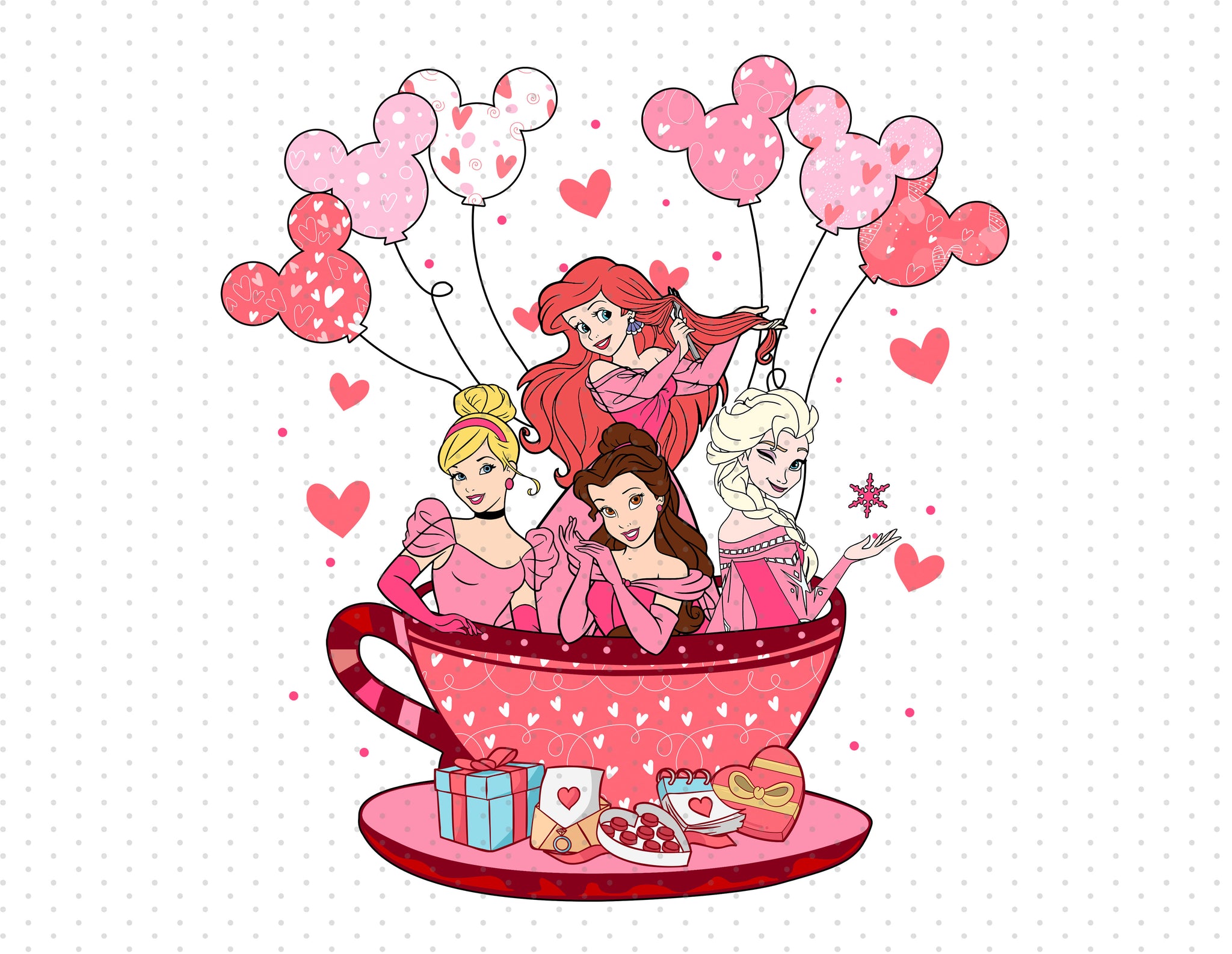 Disney Princess - Valentine's Day Sublimation PNG - Instant Download