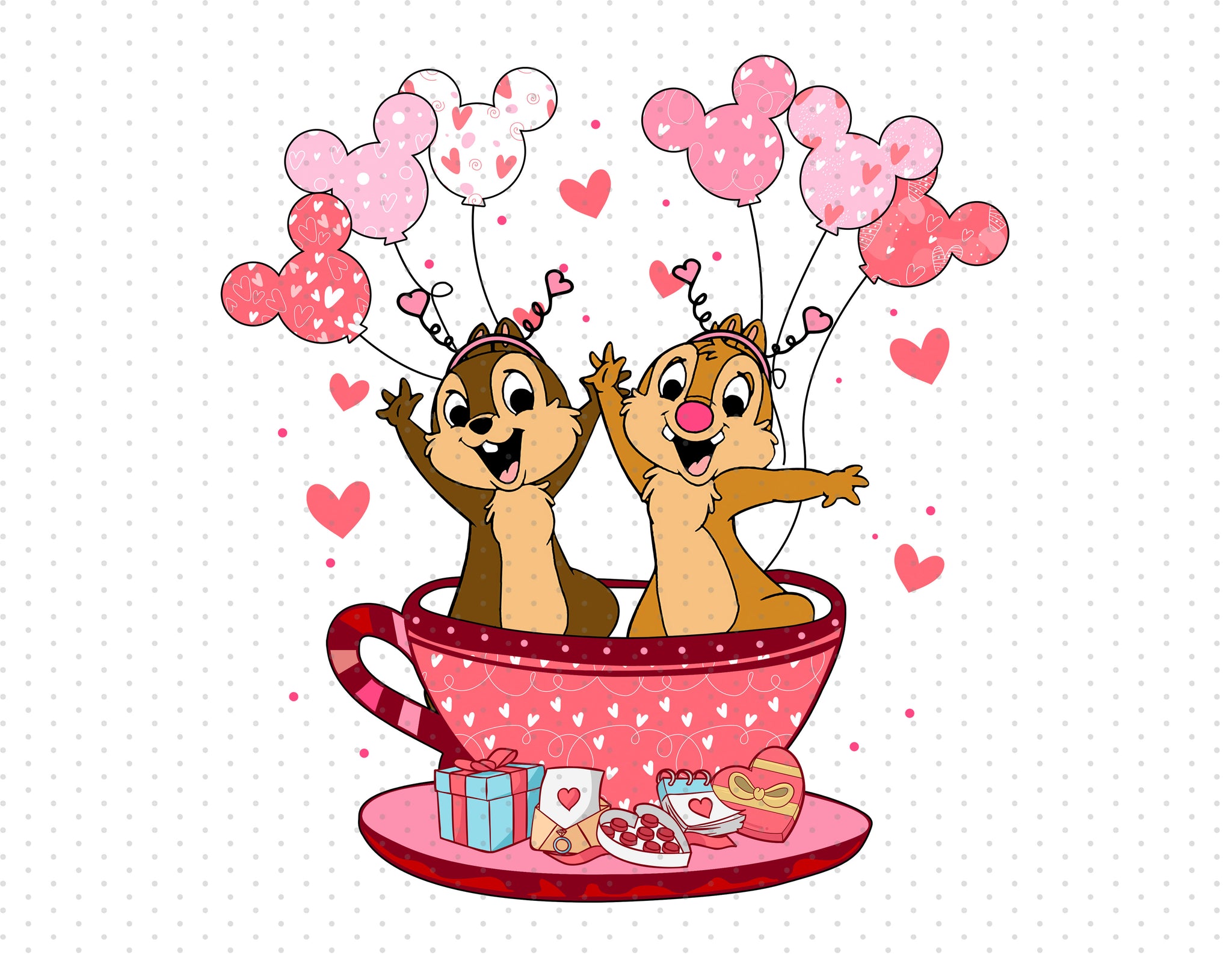 Chip 'N Dale Happy Valentine's Day Sublimation PNG