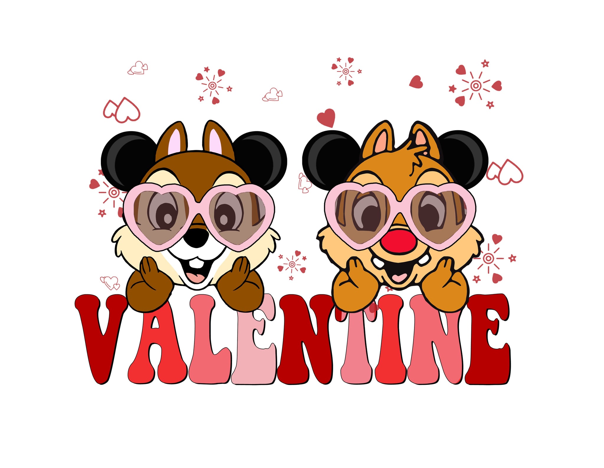 Chip 'N Dale Valentine's PNG - Instant Download