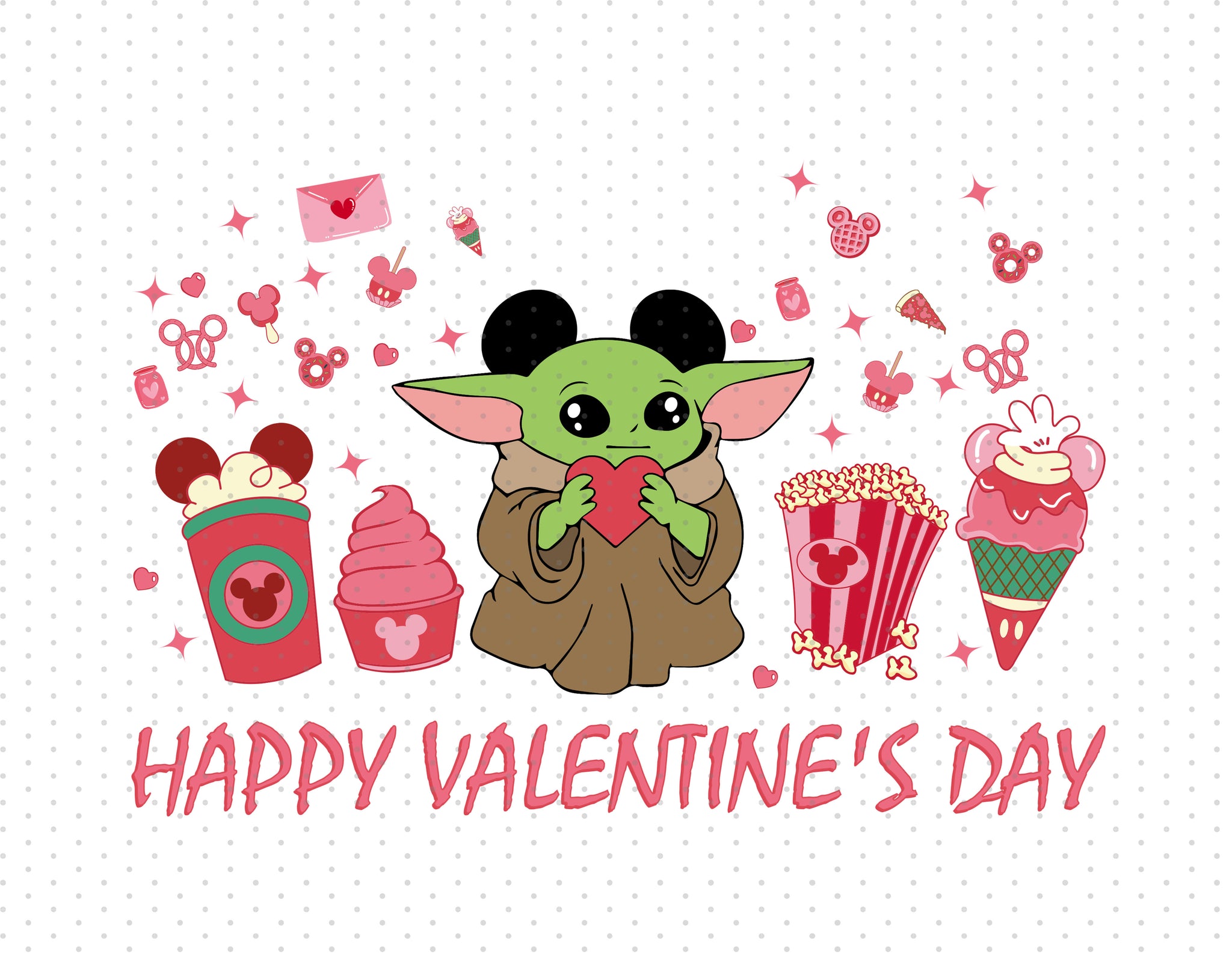 Yoda Star Wars Happy Valentine's Day PNG Sublimation - Instant Download