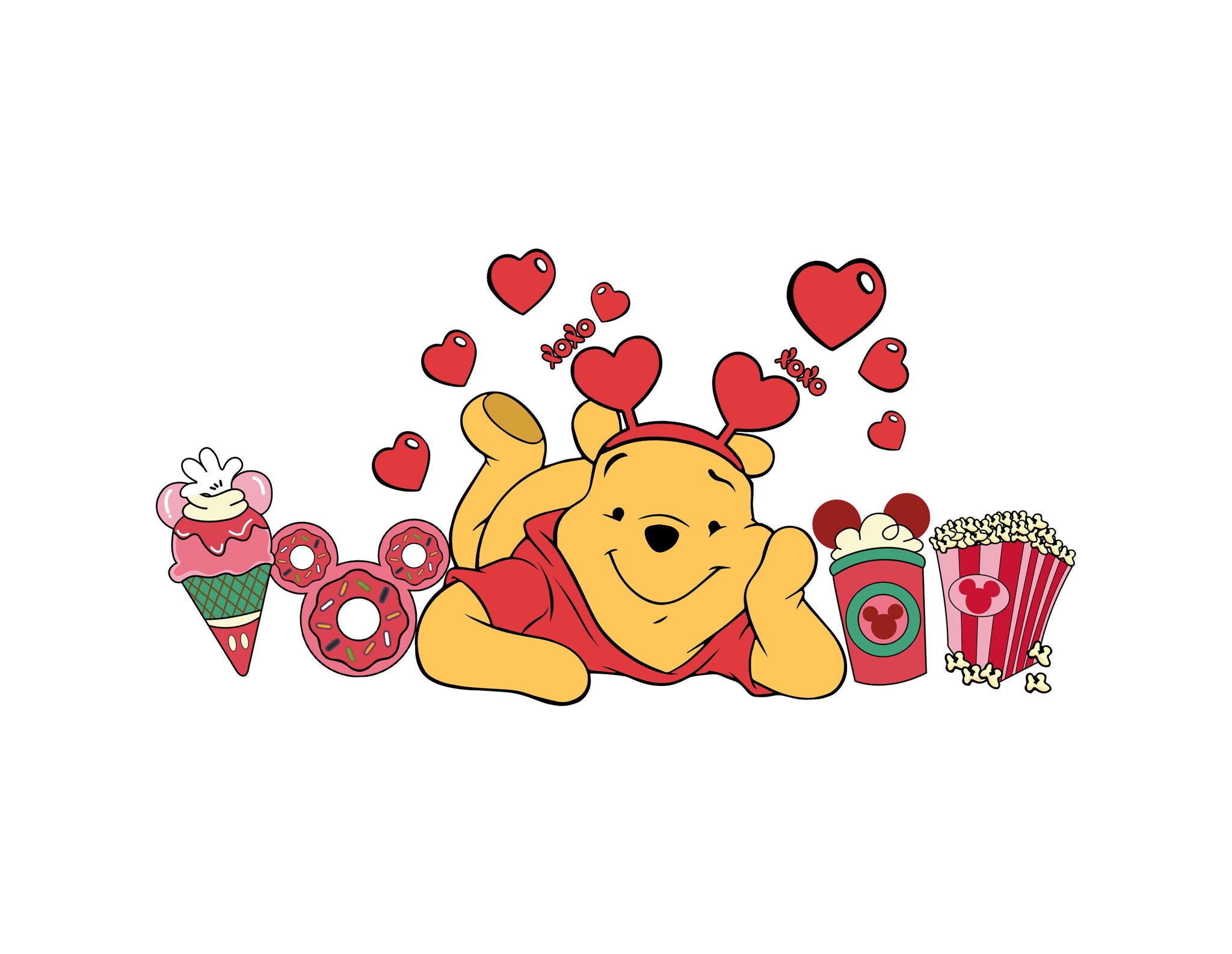 Winnie The Pooh Food Ang Drink - Valentine's Day PNG - Instant Download