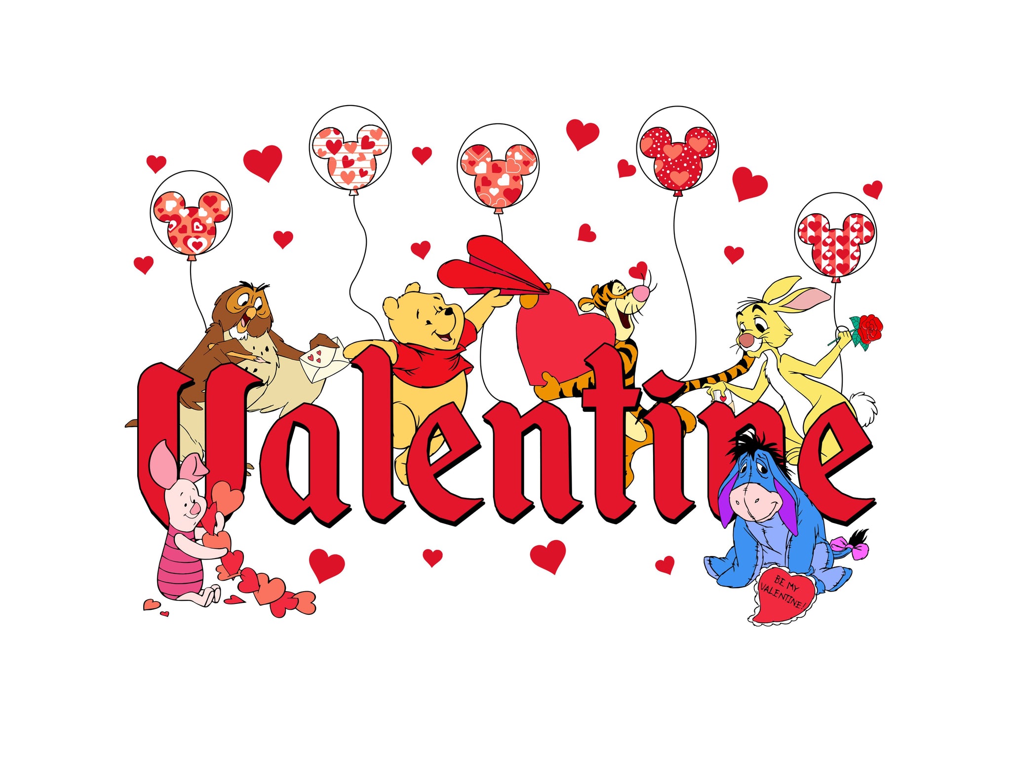 Winnie The Pooh Valentine PNG - Instant Download