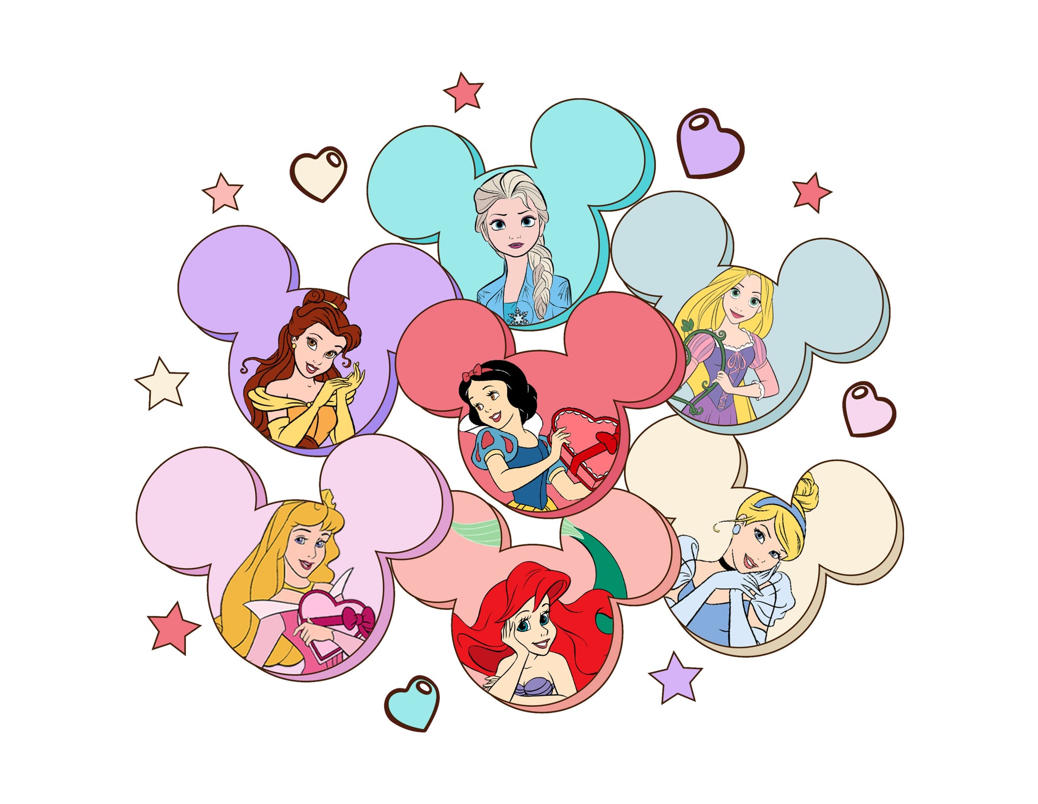 Disney Princess - Valentine's Day PNG - Instant Download - Sublimation