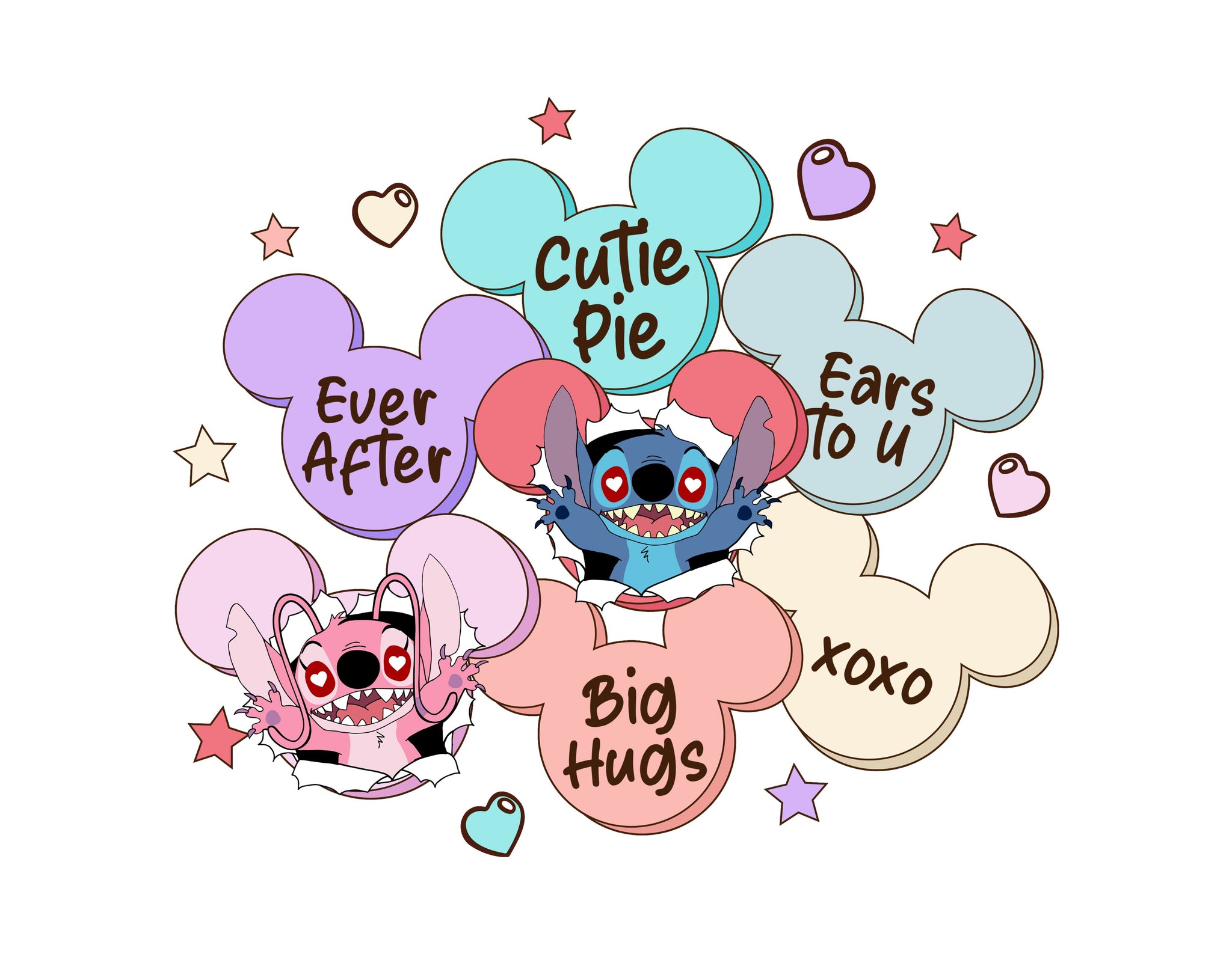 Stitch And Angel Be Mine, Hug Me, Xoxo PNG - Valentine's Day - Instant Download